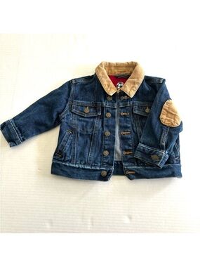 Talbots Kids Denim Jean Barn Jacket Corduroy Collar Elbow Patches Toddler 12 Mon